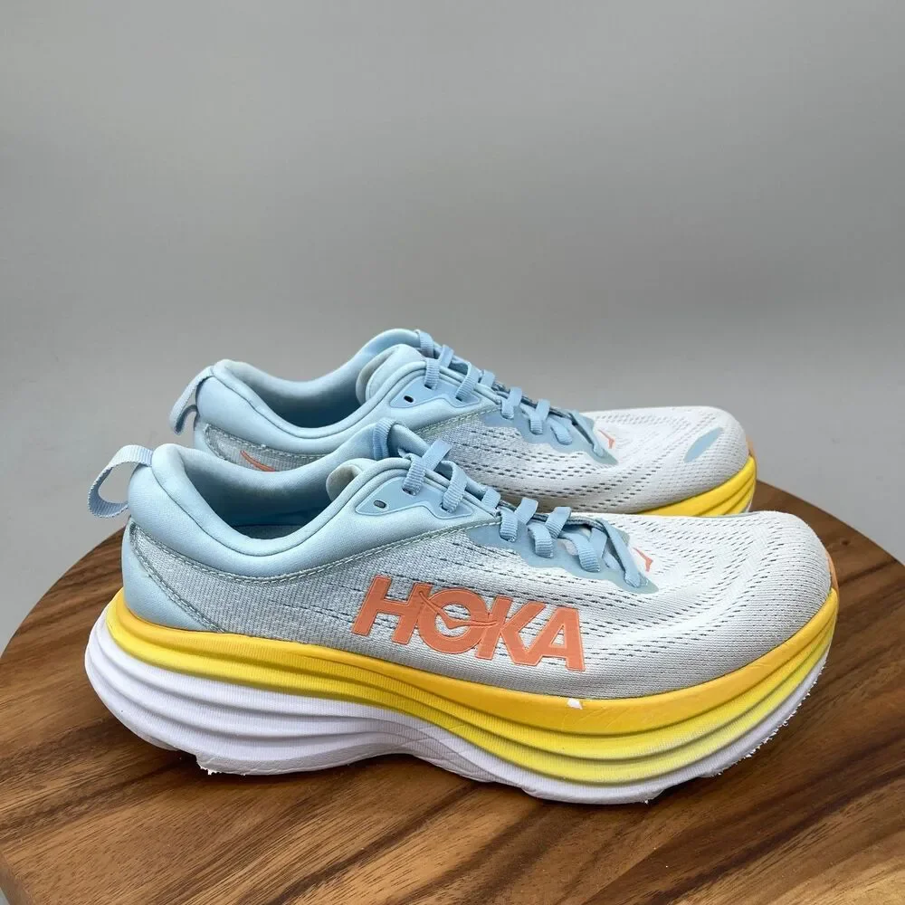 Hoka One One Bondi 8 Shoes Womens Size 10.5 B Blue Running Comfort Walking Gym